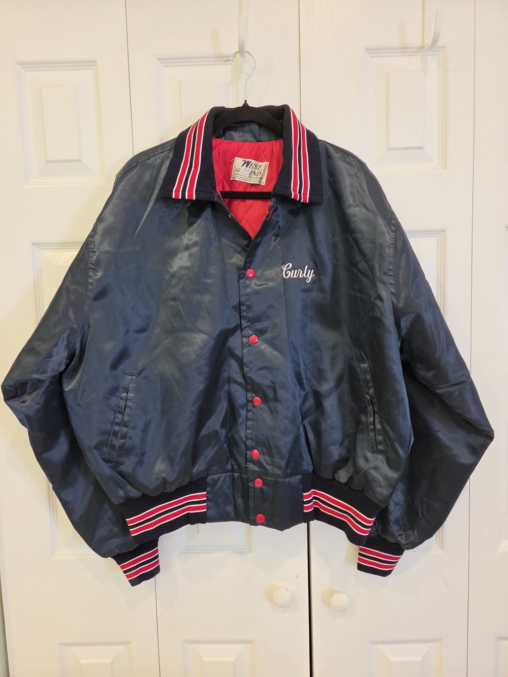 Vintage 80s Americana Satin Bomber "Curly" West VA Quarter Horse Assn. West Wind